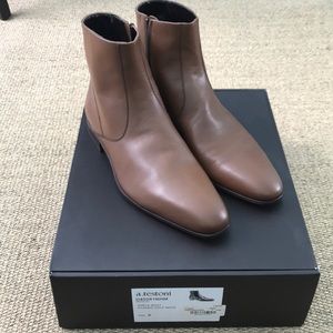 NWT a.testoni Brown Chelsea Ankle Boot Sz 9
